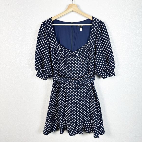 Hutch NWT by Anthropologie Women’s Jenessa Floral Flounce Mini Dress Navy Blue 8 - Picture 2 of 16